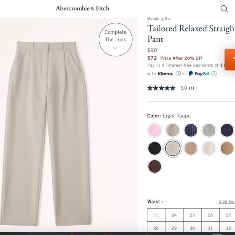 Abercrombie and Fitch Tailored Relaxed Straight Pant